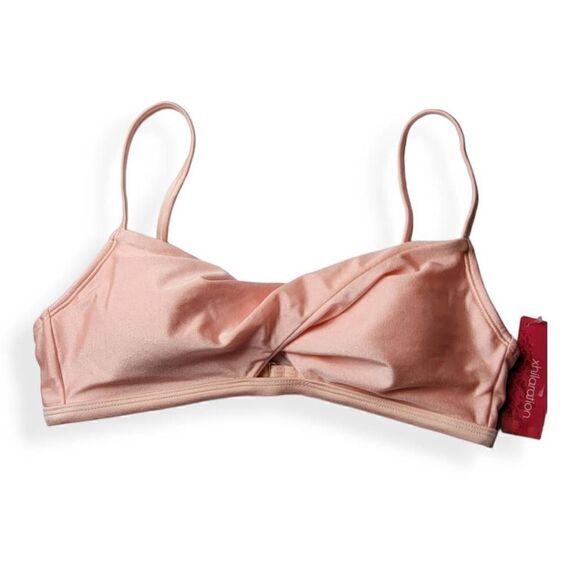 Xhilaration Pink twist Front Shimmery Bikini Top Medium Jrs. 4-6 - Picture 1 of 3